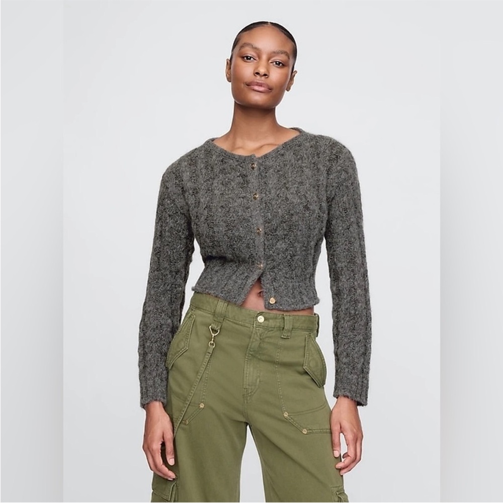 Gap x Cult Gaia Sweater Womens Small Charcoal Gray Cardigan Button Up Alpaca New
